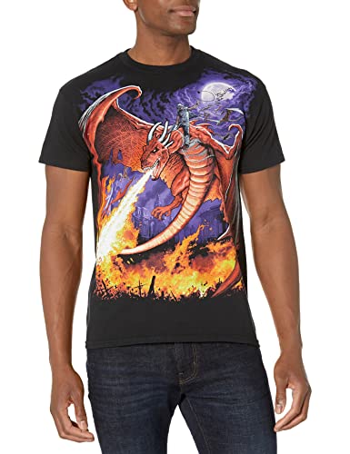 Liquid Blue Herren T-Shirt Fantasy Dragon Fire Kurzarm - Schwarz - X-Groß von Liquid Blue