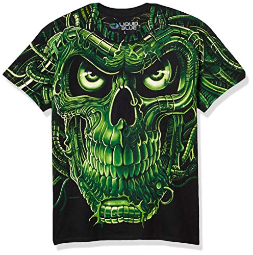 Liquid Blue Herren Totenkopf-Motiv, Playeracamiseta De Caveira Do Exterminadorterminator T-Shirt, schwarz, Groß von Liquid Blue