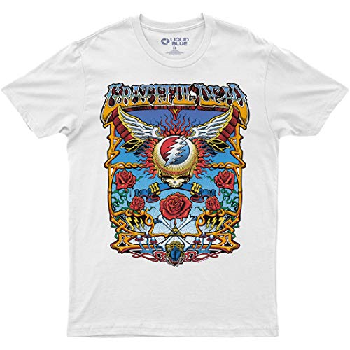 Liquid Blue Unisex-Erwachsene Grateful Dead Flying SYF Aoxomoxoa T-Shirt, Weiss/opulenter Garten, XL von Liquid Blue