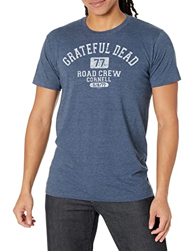 Liquid Blue Unisex-Erwachsene Grateful Dead Road Crew 1977 Cornell Short Sleeve T-Shirt, Blau meliert, Large von Liquid Blue