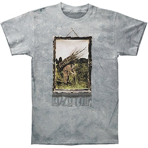 Liquid Blue Unisex-Erwachsene Led Zeppelin Man with Sticks Short Sleeve T-Shirt, Hellgrau, 5X-Groß von Liquid Blue