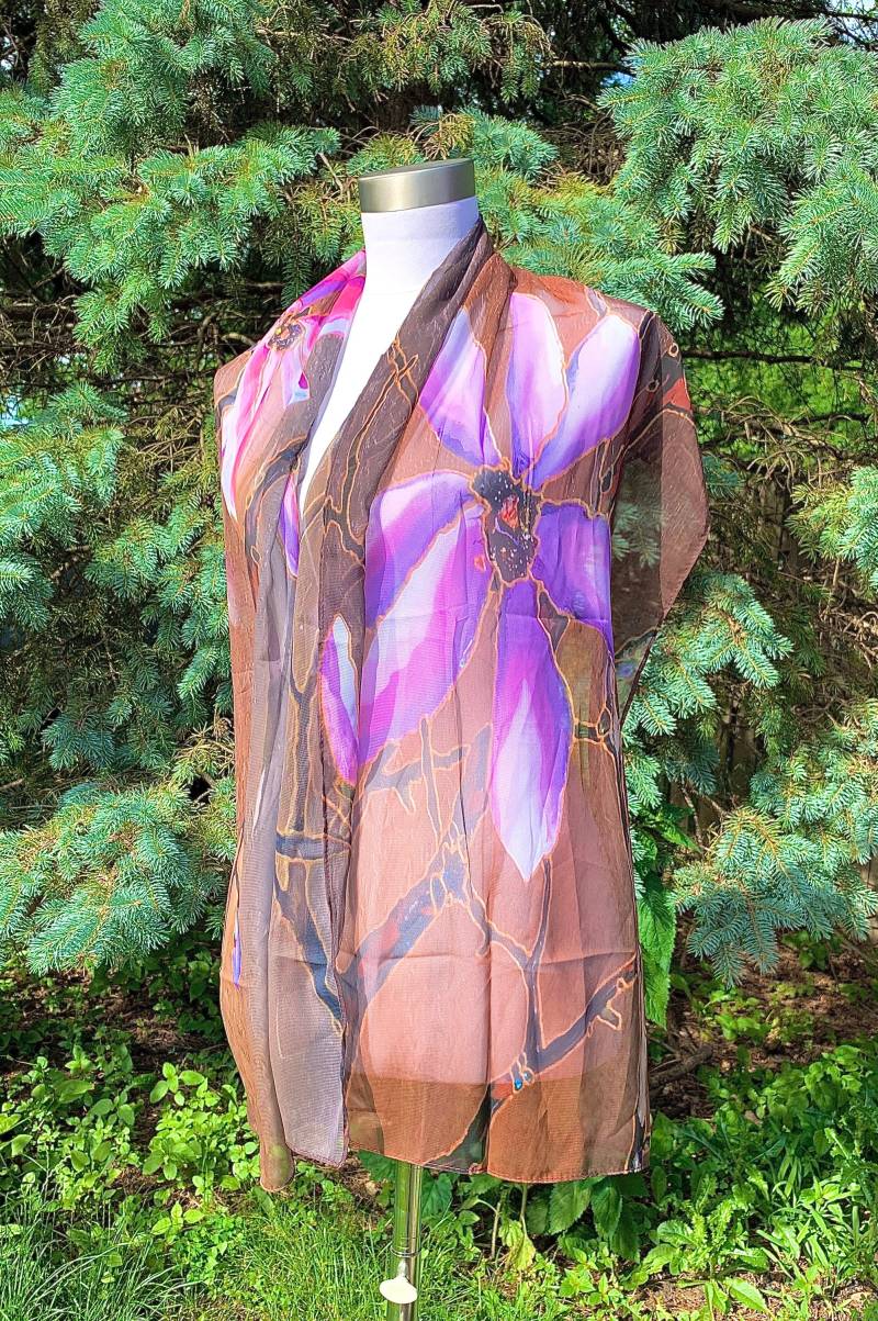 100% Seidenschal Des Original Gemäldes Magnolia in Bloom von LiquidMosaic