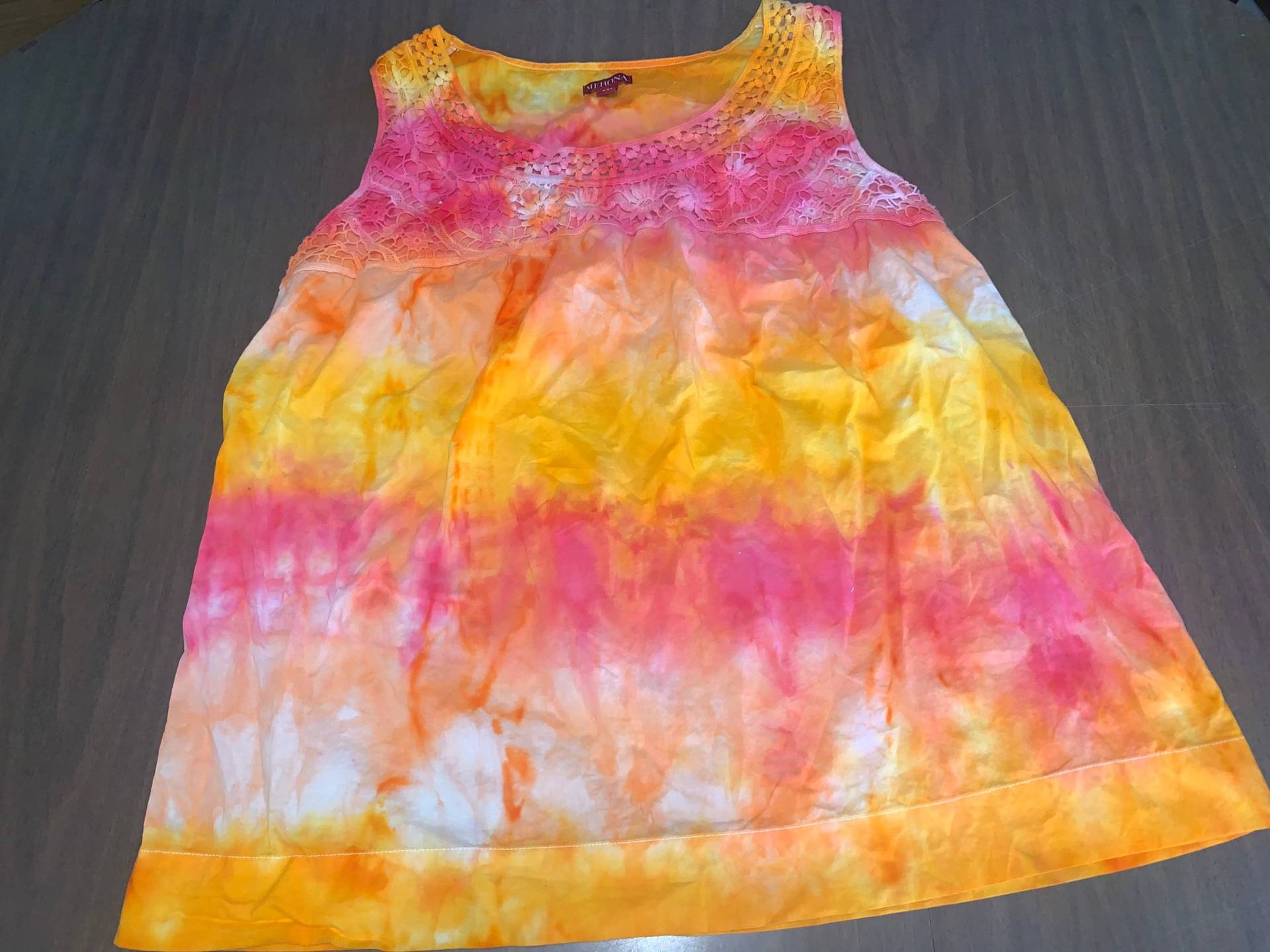 Wunderschöne Damen Orange Und Pink Tie Dye Bluse, Merona Größe 2xl von LiquidRainbowTieDyes