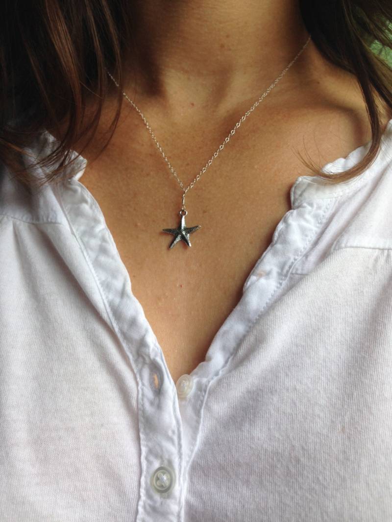 Sterling Silber Seestern Halskette - Made in Hawaii, Zierlicher Strandschmuck von LiquidSilverDesign