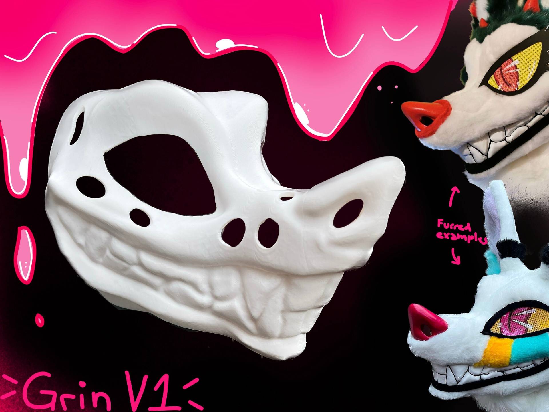 V1 3D-Printed Grinsende Fursuit Headbase V1 3D-Printed Grinsende Fursuit Headbase von LiquidToothCreations
