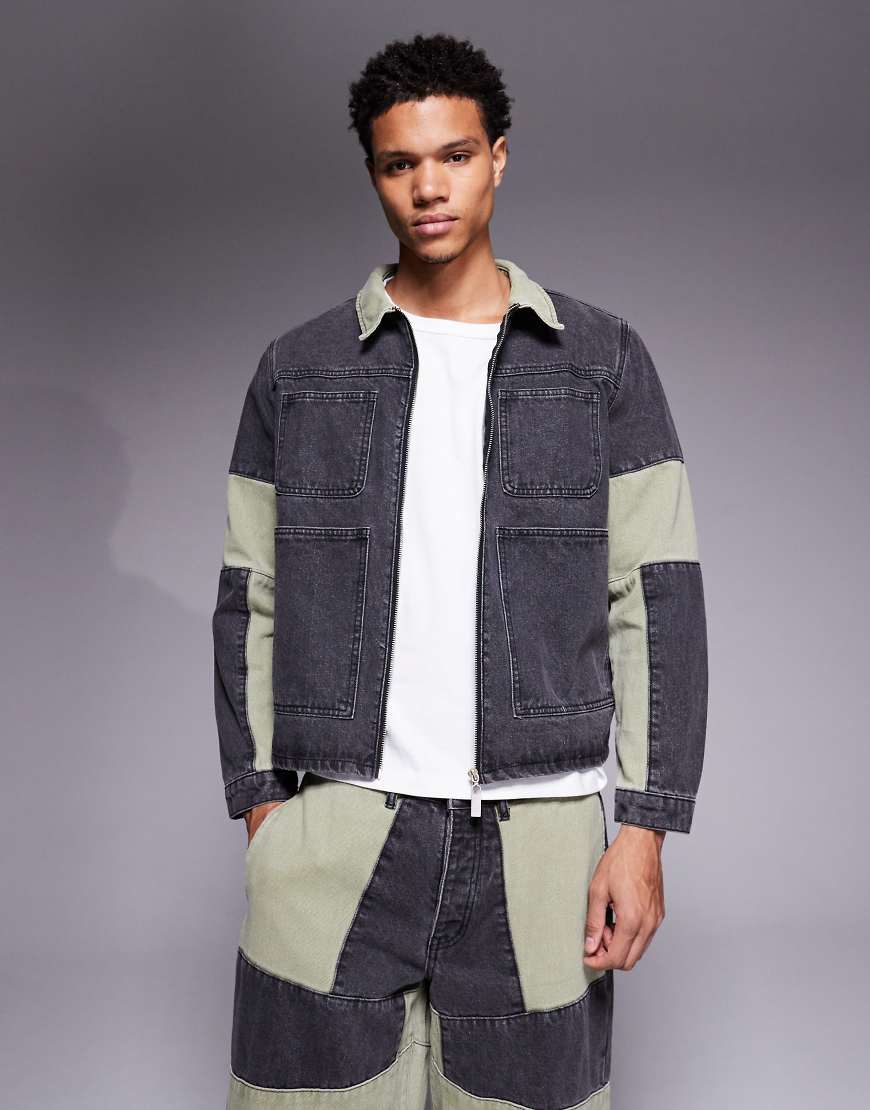 Liquor N Poker - Bunte Relaxed Fit Jeansjacke mit Reißverschluss und Biker-Einsätzen, Kombiteil Liquor N Poker - Bunte Relaxed Fit Jeansjacke mit Reißverschluss und Biker-Einsätzen, Kombiteil von Liquor N Poker