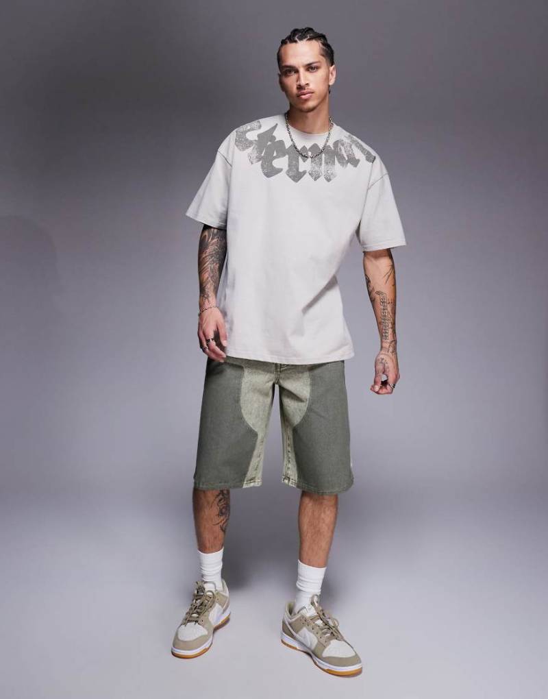 Liquor N Poker - Carpenter-Jeans-Shorts in Khaki mit Relaxed-Fit-Schnitt-Grün von Liquor N Poker