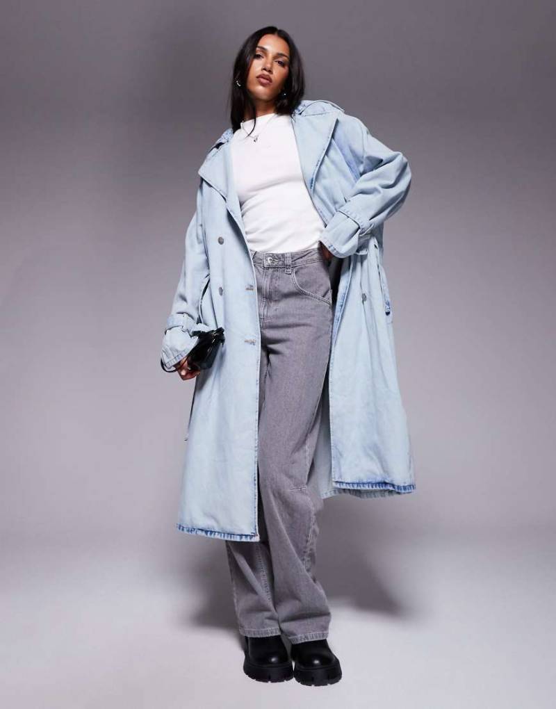 Liquor N Poker - Denim-Trenchcoat in gebleichter Waschung-Blau Liquor N Poker - Denim-Trenchcoat in gebleichter Waschung-Blau von Liquor N Poker