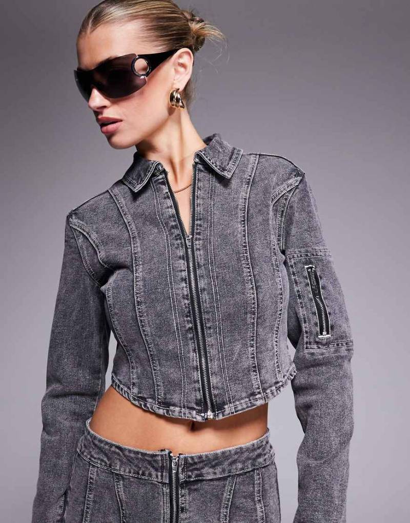 Liquor N Poker - Jacke in Dark Denim mit Kontrastnaht-Blau von Liquor N Poker