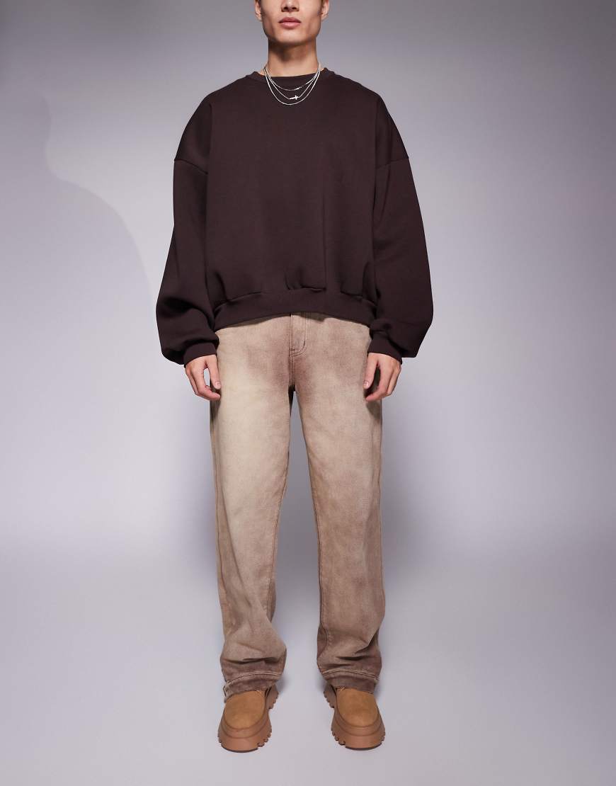 Liquor N Poker - Jeans in brauner Dirty-Waschung mit extrem weitem Beinschnitt-Grün Liquor N Poker - Jeans in brauner Dirty-Waschung mit extrem weitem Beinschnitt-Grün von Liquor N Poker