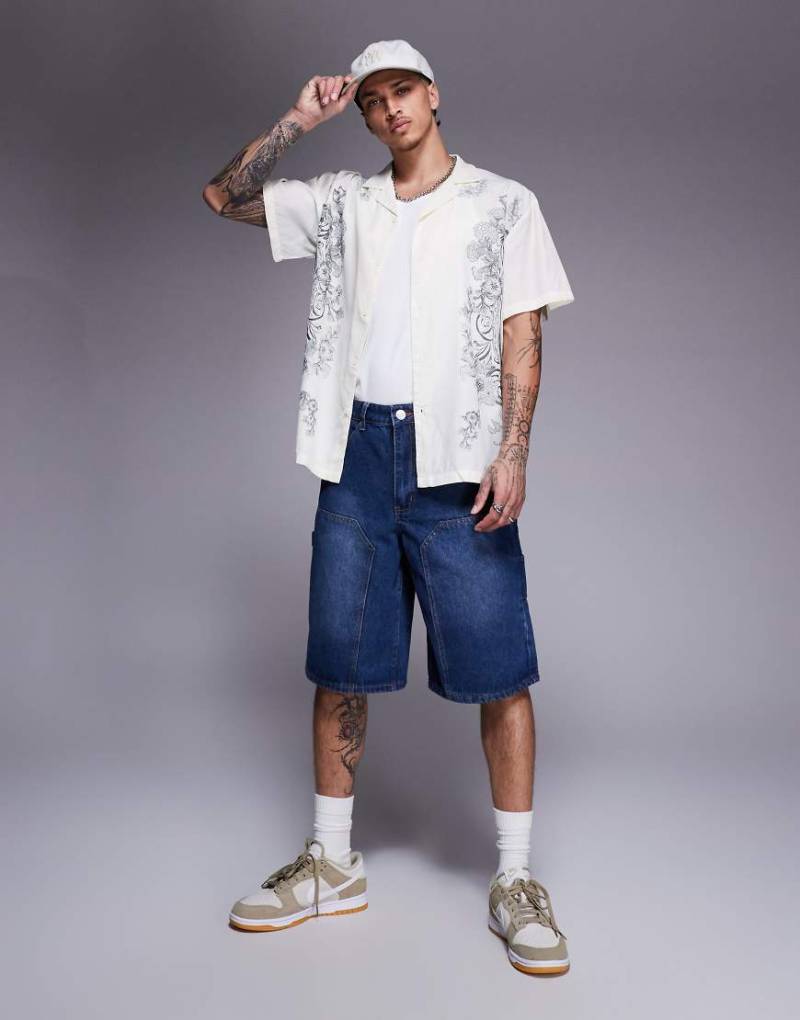 Liquor N Poker - Lässig geschnittene Carpenter-Jorts aus Denim in Mittelblau Liquor N Poker - Lässig geschnittene Carpenter-Jorts aus Denim in Mittelblau von Liquor N Poker