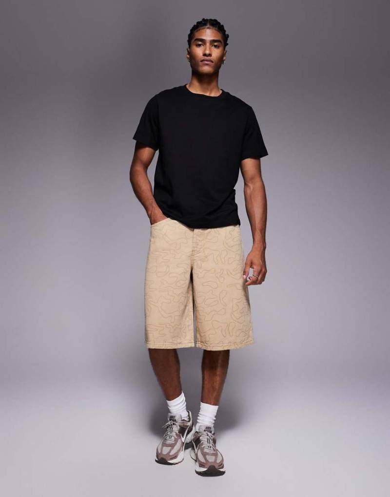 Liquor N Poker - Locker geschnittene Jeans-Jorts in Beige mit Military-Muster-Neutral Liquor N Poker - Locker geschnittene Jeans-Jorts in Beige mit Military-Muster-Neutral von Liquor N Poker