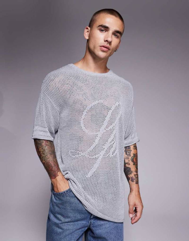 Liquor N Poker - Oberteil in Grau aus Strickjersey mit „Rebel 13"-Logo von Liquor N Poker