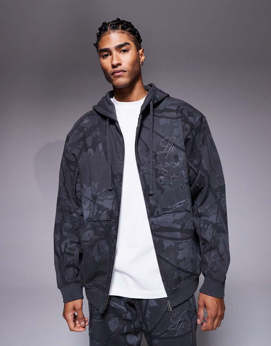 Liquor N Poker - Oversize-Kapuzenjacke mit Reißverschluss und mehrfarbigem Military-Muster-Bunt von Liquor N Poker