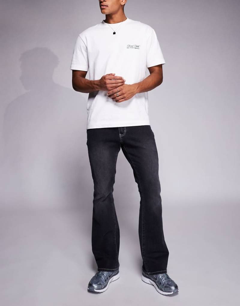 Liquor N Poker - Stacked Slim Fit Schlagjeans in verwaschenem Schwarz von Liquor N Poker