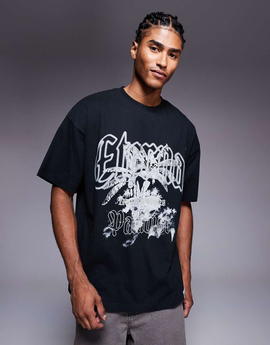 Liquor N Poker - T-Shirt in Schwarz mit „Eternal Paradise"-Print und Logo Liquor N Poker - T-Shirt in Schwarz mit „Eternal Paradise"-Print und Logo von Liquor N Poker