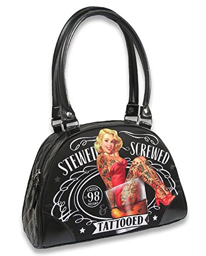 Liquorbrand Kleine Bowlingtasche Geldbörse gedünstet geschraubt tätowiert, Schwarz/mehrfarbig, 12" x 8" x 4" Liquorbrand Kleine Bowlingtasche Geldbörse gedünstet geschraubt tätowiert, Schwarz/mehrfarbig, 12" x 8" x 4" von Liquorbrand