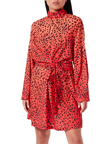 Liquorish Damen Leopardenmuster Ombre Kleid mit offenem Ausschnitt in Orange Hochzeitskleid, rot, 36 von Liquorish