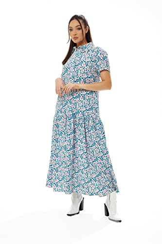 Liquorish Damen Übergroßes Maxikleid mit Blumenmuster in Weiß Lässiges Kleid, 36 von Liquorish