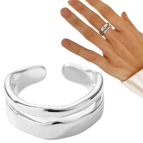 Angst-Meditationsring, minimalistischer offener Ring aus 925er Sterlingsilber, verstellbarer Fidget Schmuck, stapelbare Bandringe, Fidget Ring, Ehering für Mädchen, Ring, Fare riferimento alla von Liqzirtu