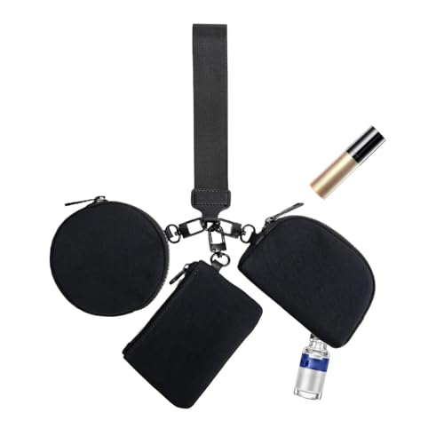 Geldbörse für Handgelenke – tragbare Geldbörse mit Schlüsselanhänger mit Geldbörse | Tragbare Handschlaufe abnehmbare Tasche mit Reißverschluss um die Münztasche für Kurze Viagg, Schwarz, von Liqzirtu