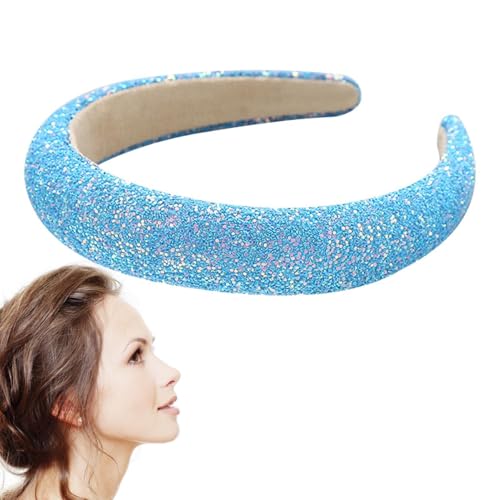 Gepolstertes Stirnband für Frauen, Pailletten mit breiter Stirnband - Pailletten Geburtstagsmädchen breites Stirnband - Weiche, rutschfeste elegante Modeshaar-Kopfstücke für Frauen, Mädchen von Liqzirtu