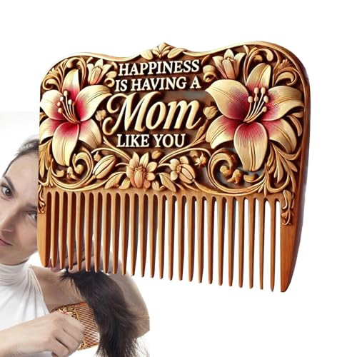 Haarkamm mit Blumen, Kämme für Frauen - Haarkamm aus Holz für Muttertag, Schminktischdekoration, antistatische und handgeschnitzte Haarbürste von Liqzirtu