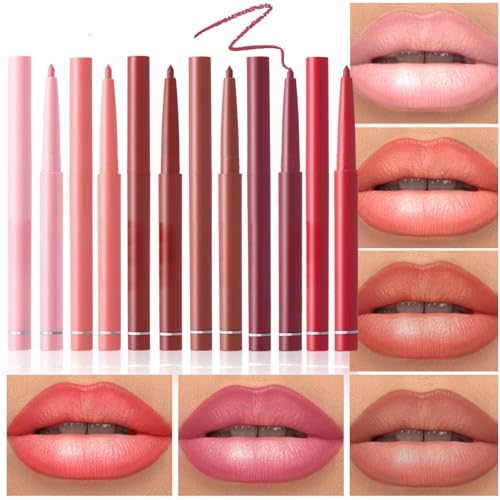 Lipliner Lippenkonturenstift - 6 wasserdichte Lippenstifte, Lippenstift, Lippenböden, wischfeste Lippenböden, Eyeliner für matte Lippen, Glanz für die Lippen für Frauen von Liqzirtu