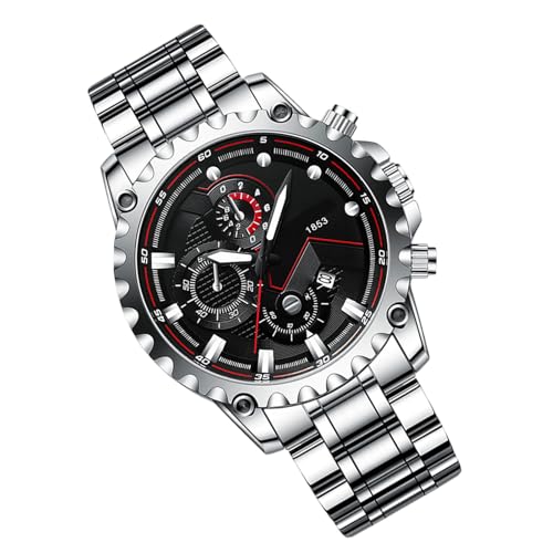 Liqzirtu Business -Kleider -Edelstahl Uhren für Männer -Handgelenkwache Edelstahl | Wasserdichtes leuchtendes Timing -Werkzeug für Business Freizeit täglich verwenden von Liqzirtu