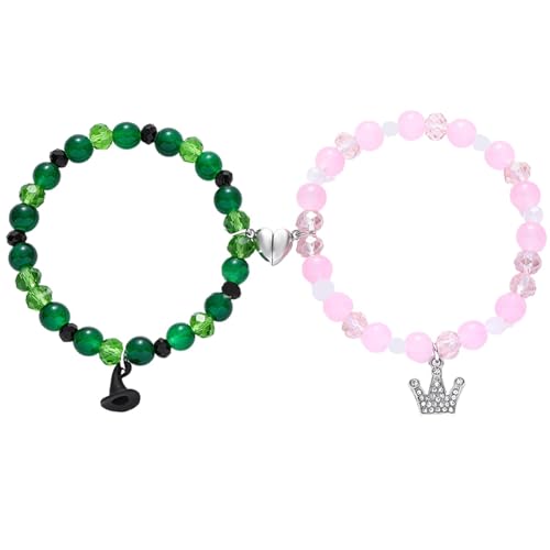 Liqzirtu Magnetische Paararmbänder,passende Magnetarmbänder - 2X Verbindungsperlen-Armbänder - Passende Paararmbänder, Fernbeziehungsarmband zum Valentinstag von Liqzirtu