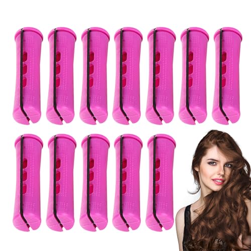 Lockenwickler ohne, Lockenwickler für Frauen | 12x Lockenwickler für langes Haar mit Gummibändern - Styler Werkzeug ohne für Frauen Verwendung und Reise für Zuhause bei Nacht von Liqzirtu