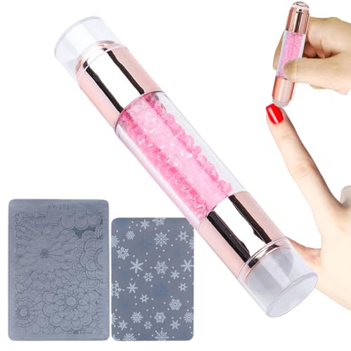 Stamp Art Pen Kit Nagel Stamp Art Pen Design Doppelende Rinestone Stamping Pen Kit für Frauen Praxis zu Hause zum Üben von Liqzirtu