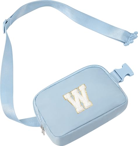 Bauchtasche Damen,Gürteltasche Herren,Personalisierte Geschenke Mit Initiale,Klein Nylon Gürteltasche,Umhängetasche,Frauen Brustbeutel,Bauchtasche Damen Sport (W, Blau) von Lircentoud
