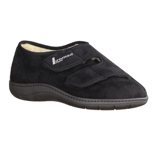 LIROMED Damen Hausschuhe 476-3011 Schwarz - geschlossener Hausschuh - VERBANDSCHUHE, Schwarz schwarz 227632 von LIROMED