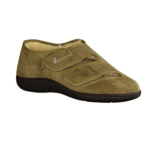 LIROMED Herren Hausschuhe 476-3013 Stone (grün) - geschlossener Hausschuh - VERBANDSCHUHE, Grün beige 223852 von LIROMED