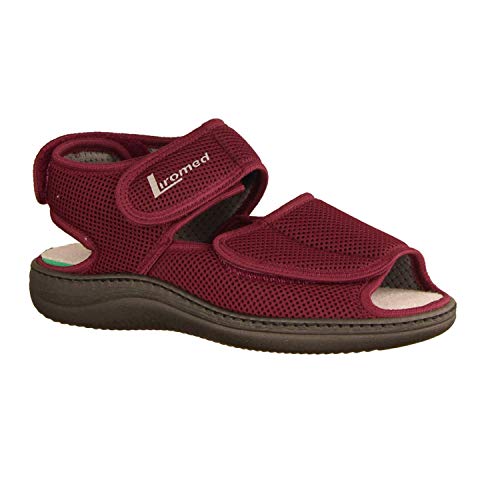 LIROMED 815 Bordo (rot) - Damenschuhe Sandale bequem/lose Einlage, Rot, Gr. 42 EU von LIROMED