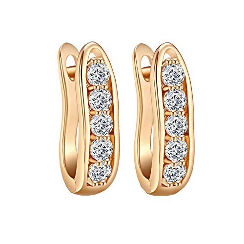 Lirzxin 14 Karat Gold Creolen 585, Elegante Ohrringe Damen U Form mit Weiß Rund Moissanit Ohrringe Geburtstag für Braut Gelbgold von Lirzxin