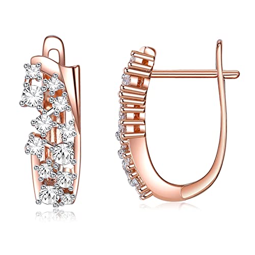 Lirzxin 18 Karat 750 Rosegold Creolen Damen, Damen Ohrringe Blume Wellen Design mit Rund Erstellter Diamant Ohrringe Hochzeit für Frauen Rosegold Lirzxin 18 Karat 750 Rosegold Creolen Damen, Damen Ohrringe Blume Wellen Design mit Rund Erstellter Diamant Ohrringe Hochzeit für Frauen Rosegold von Lirzxin
