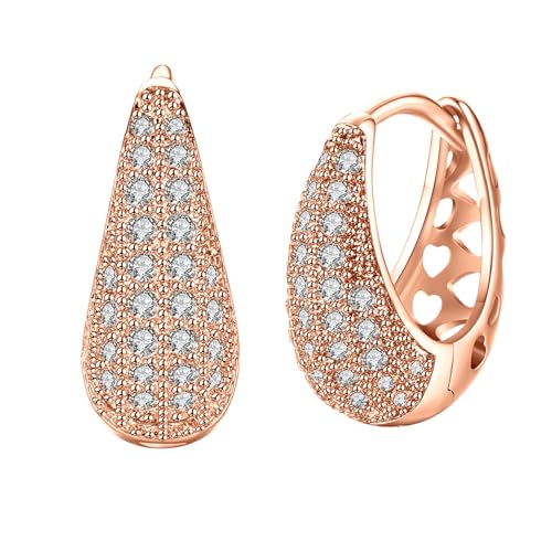 Lirzxin 18 Karat 750 Rosegold Creolen Damen, Ohrringe Damen Hohl Herz mit Rund Moissanit Ohrringe Geburtstag für Braut Rosegold Lirzxin 18 Karat 750 Rosegold Creolen Damen, Ohrringe Damen Hohl Herz mit Rund Moissanit Ohrringe Geburtstag für Braut Rosegold von Lirzxin