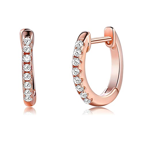 Lirzxin 18 Karat Rotgold Ohrringe Damen 750 Echtgold, Creolen Damen Klassisch Kreis mit Rund Diamant Hochzeit Ohrringe für Braut Rosegold Lirzxin 18 Karat Rotgold Ohrringe Damen 750 Echtgold, Creolen Damen Klassisch Kreis mit Rund Diamant Hochzeit Ohrringe für Braut Rosegold von Lirzxin