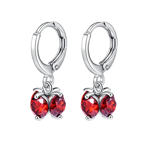 Lirzxin 18 Karat Weissgold Ohrringe 750, Drop Ohrhänger Damen Creolen mit Rund Erstellter Rubin Rot Geburtstag Ohrringe für Frauen Weißgold Lirzxin 18 Karat Weissgold Ohrringe 750, Drop Ohrhänger Damen Creolen mit Rund Erstellter Rubin Rot Geburtstag Ohrringe für Frauen Weißgold von Lirzxin