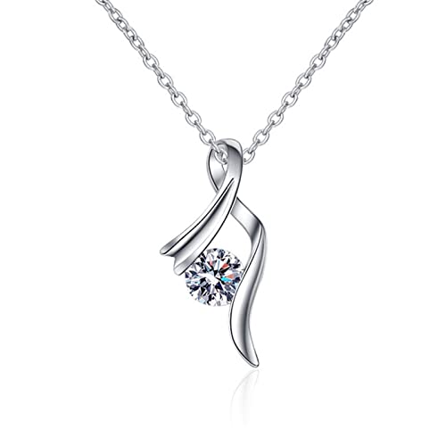 Lirzxin 9K Weißgold Halskette Damen Echt Gold 375, Kette Anhänger Damen 45 CM Elegant Knoten mit Rund Erstellter Diamant Hochzeit Halskette für Frauen Braut Weißgold von Lirzxin