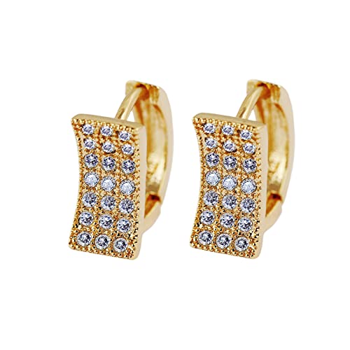 Lirzxin Creolen 585 Gold, Elegante Ohrringe Damen Geometrisch Design mit Rund Moissanit Geburtstag Ohrringe für Frauen Gelbgold von Lirzxin