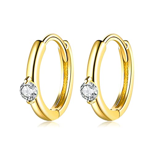 Lirzxin Creolen 750 Gelbgold, Ohrringe Damen Kreis mit Rund Diamant Weiß Ohrringe Geburtstag für Braut Gelbgold von Lirzxin