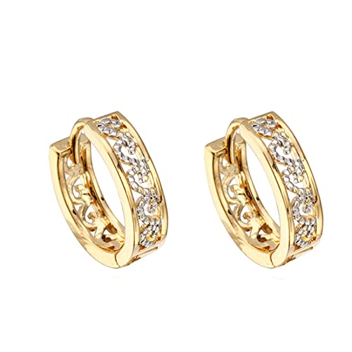 Lirzxin Creolen Echtgold 585, Ohrringe Damen Rund Moissanit Im Hohl Reben Design Ohrringe Geburtstag für Braut Gelbgold von Lirzxin