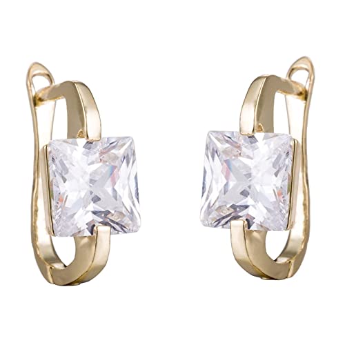 Lirzxin Creolen Gelbgold 585, Elegante Ohrringe Damen U Form Quadratisch Moissanit Ohrringe Geburtstag für Braut Gelbgold Lirzxin Creolen Gelbgold 585, Elegante Ohrringe Damen U Form Quadratisch Moissanit Ohrringe Geburtstag für Braut Gelbgold von Lirzxin