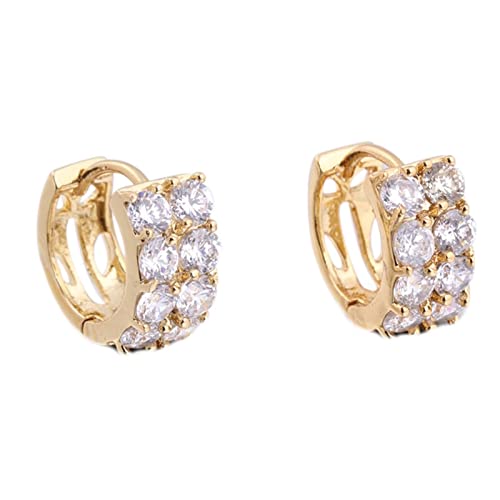 Lirzxin Creolen Gelbgold 750, Ohrringe für Damen Hohl Design Doppelreihe Rund Moissanit Ohrringe Geburtstag für Braut Gelbgold von Lirzxin