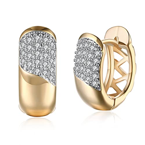 Lirzxin Creolen Gold 750 Echtgold, Damen Ohrringe Hohl Design mit Rund Diamant Ohrringe Geburtstag für Braut Gelbgold von Lirzxin