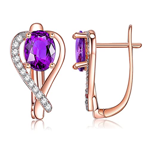 Lirzxin Damen Creolen Rosegold 750, Ohrringe Damen Hohl Herz mit Oval Amethyst und Moissanit Hochzeit Ohrringe für Braut Rosegold Lirzxin Damen Creolen Rosegold 750, Ohrringe Damen Hohl Herz mit Oval Amethyst und Moissanit Hochzeit Ohrringe für Braut Rosegold von Lirzxin