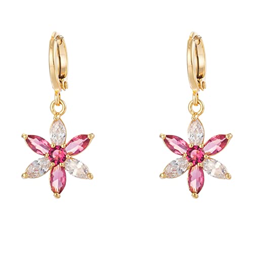 Lirzxin Damen Ohrhänger Gold 750, Ohrringe für Damen Creolen mit Blume Turmalin Erstellter Diamant Hochzeit Ohrringe für Braut Gelbgold Lirzxin Damen Ohrhänger Gold 750, Ohrringe für Damen Creolen mit Blume Turmalin Erstellter Diamant Hochzeit Ohrringe für Braut Gelbgold von Lirzxin